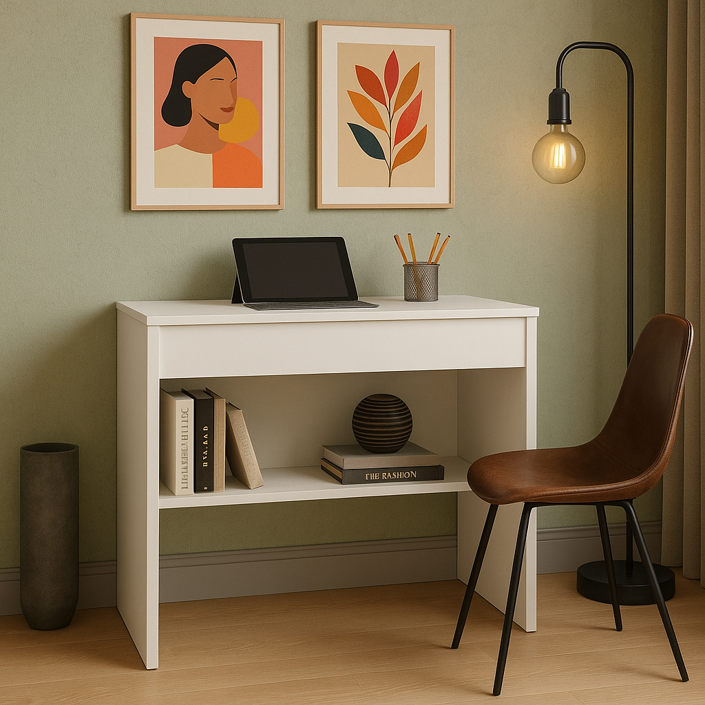 Mesa Computador Multiuso Escritório 1 Gaveta Prateleira Mais Vendida