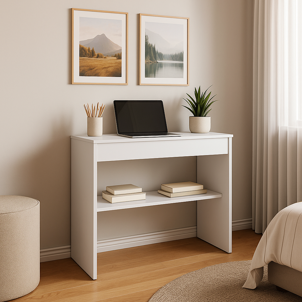 Mesa Computador Multiuso Escritório 1 Gaveta Prateleira Mais Vendida