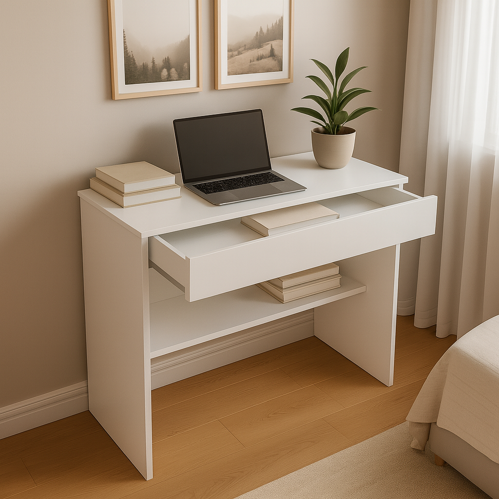 Mesa Computador Multiuso Escritório 1 Gaveta Prateleira Mais Vendida