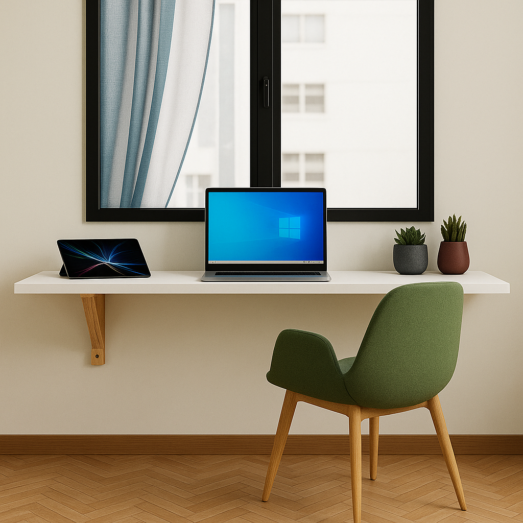 Mesa Suspensa Em Mdf Branco Estudos Home Office Computador 120cm