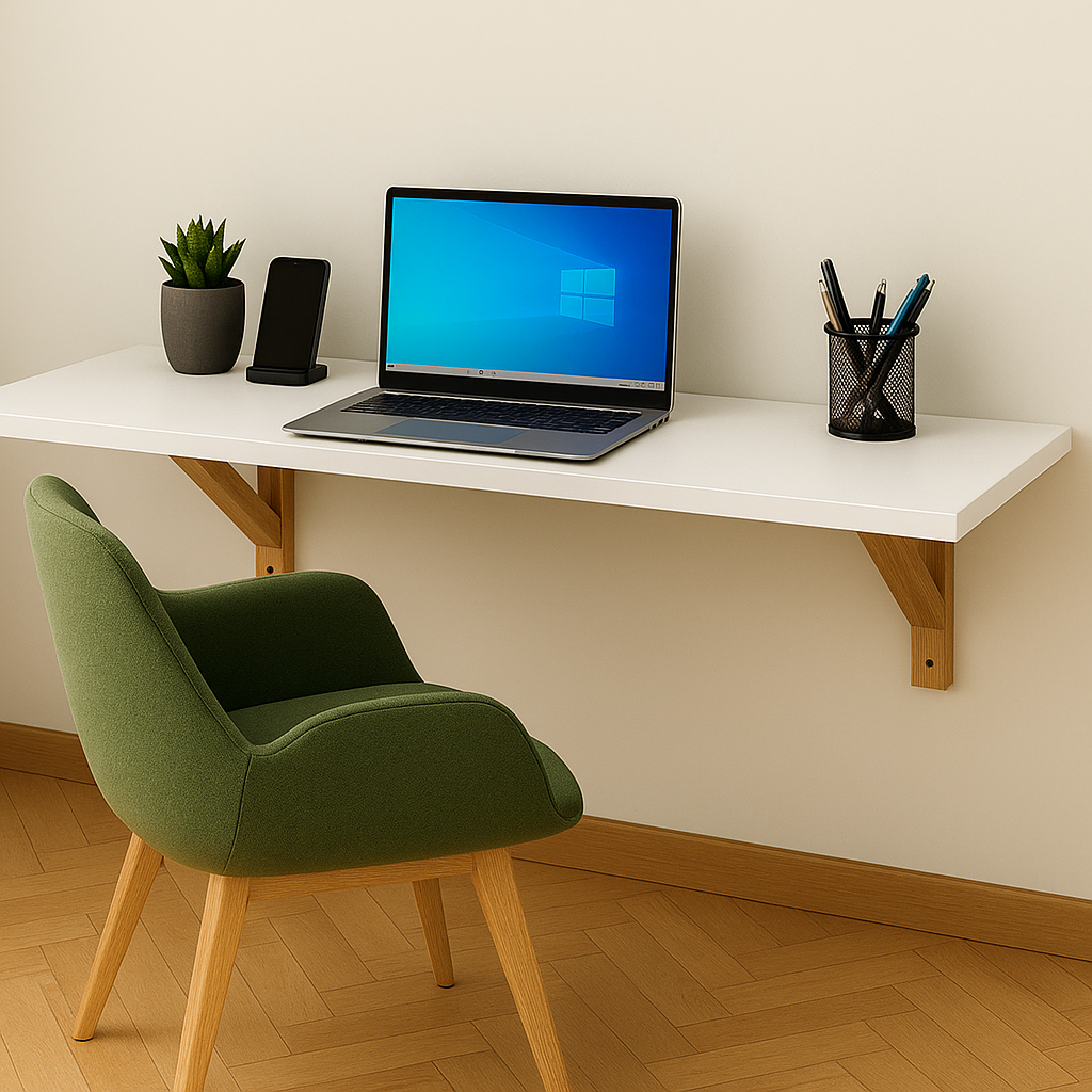 Mesa Suspensa Em Mdf Branco Estudos Home Office Computador 120cm