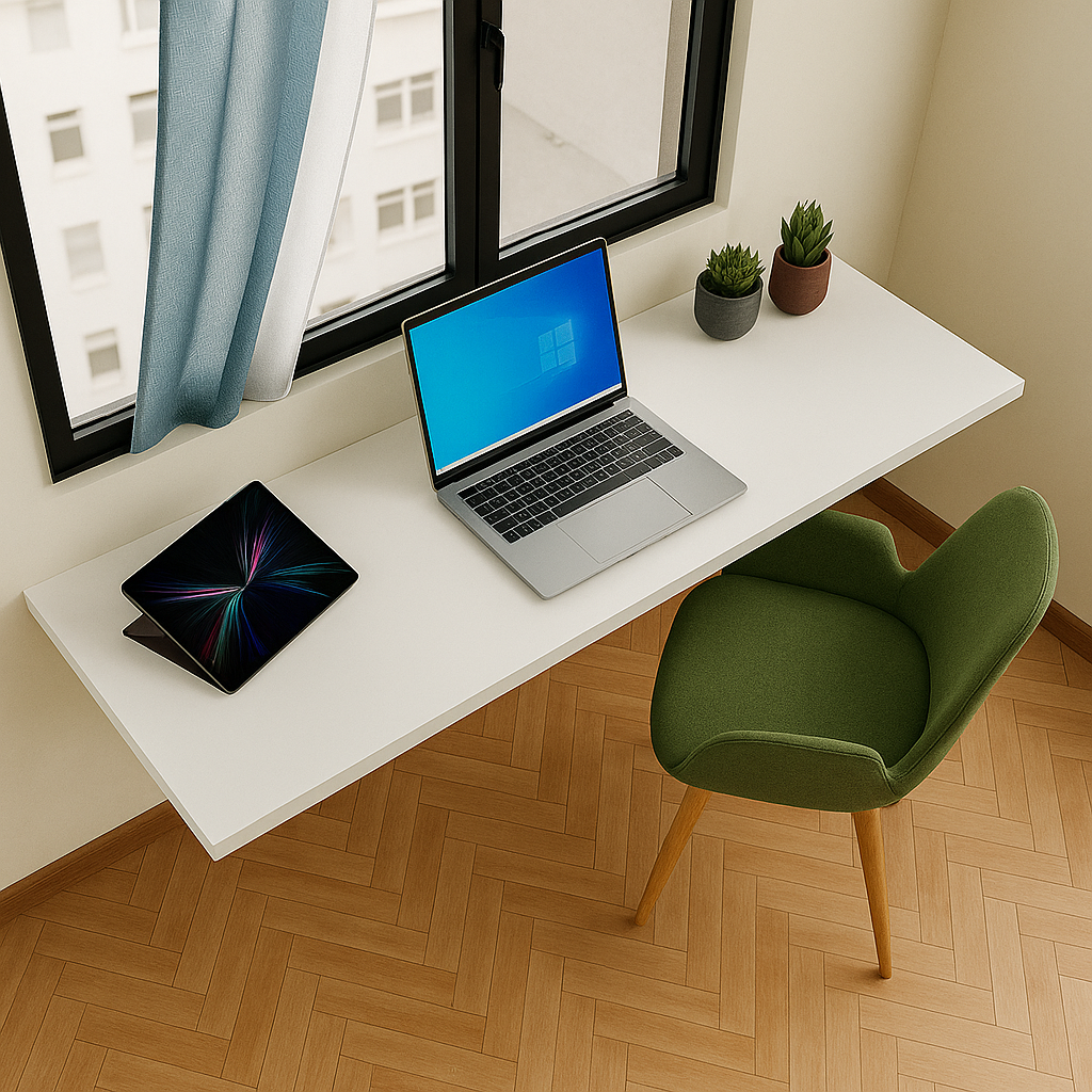 Mesa Suspensa Em Mdf Branco Estudos Home Office Computador 120cm