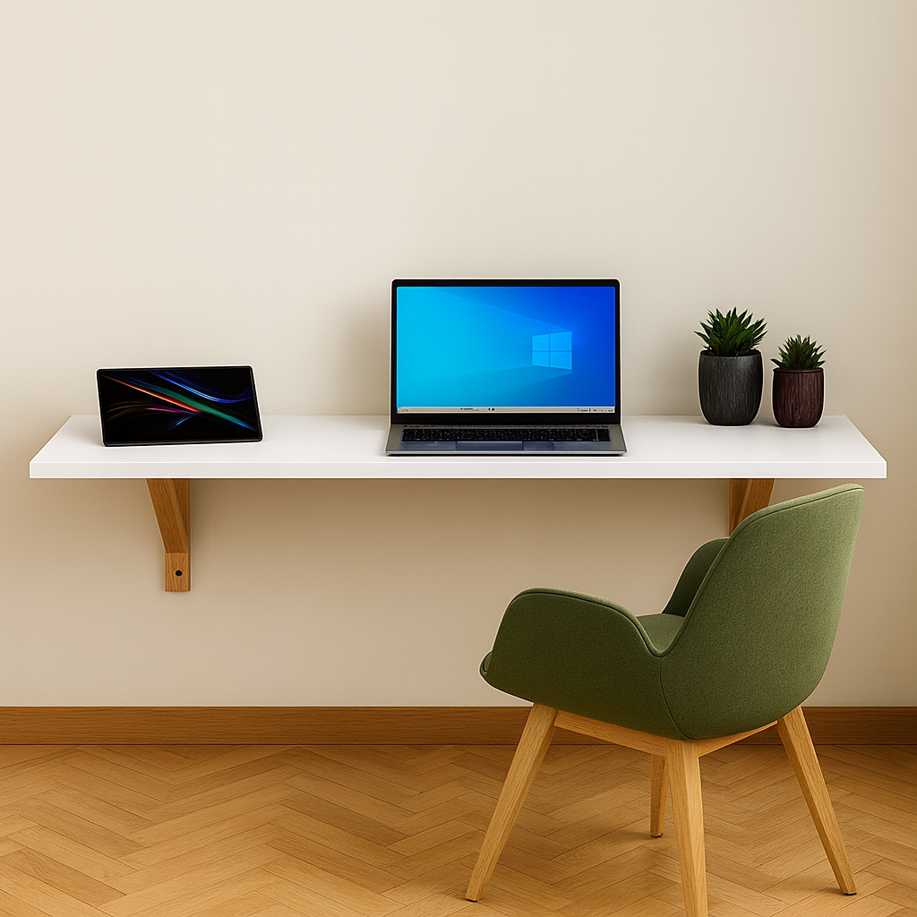 Mesa Suspensa Em Mdf Branco Estudos Home Office Computador 120cm