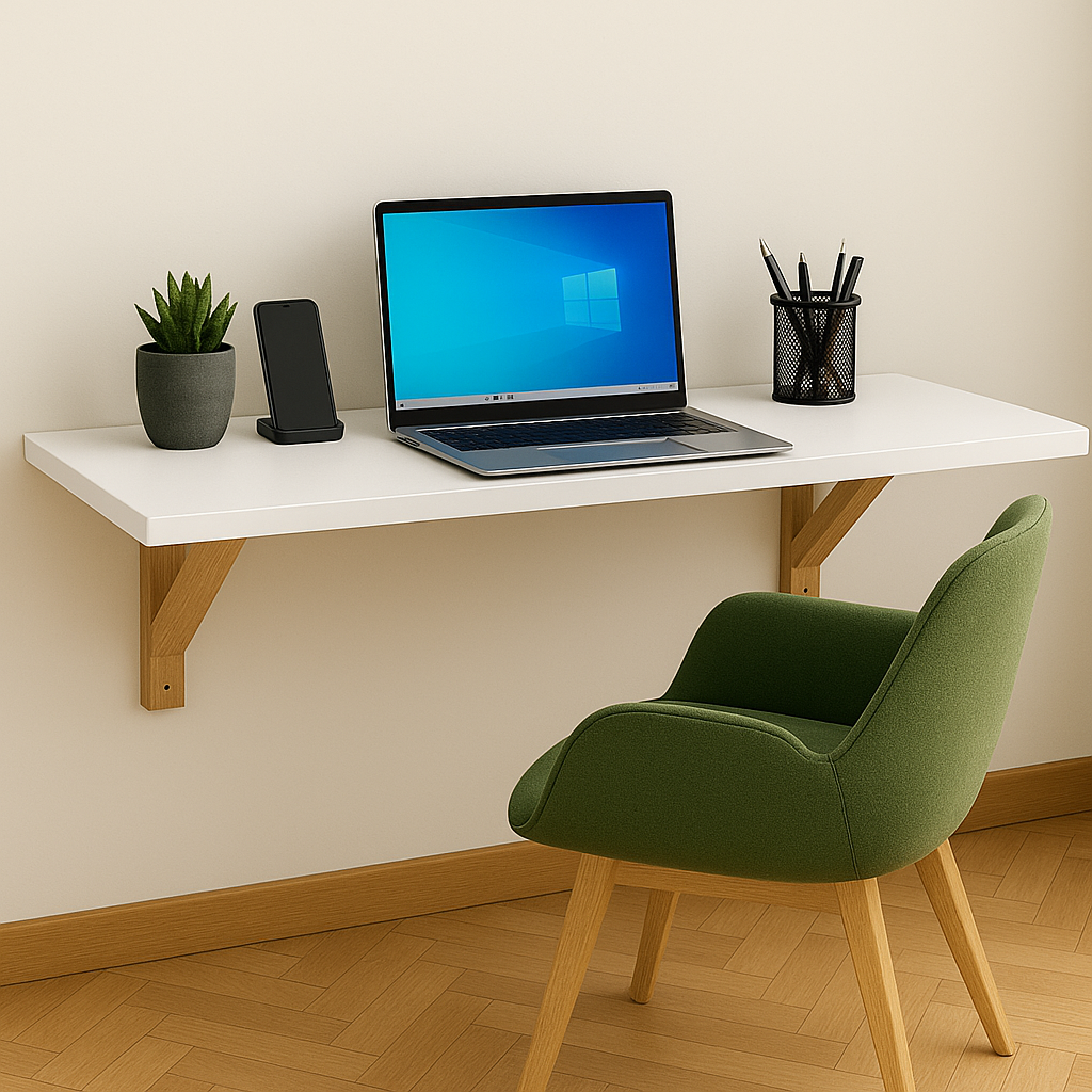 Mesa Suspensa Em Mdf Branco Estudos Home Office Computador 120cm