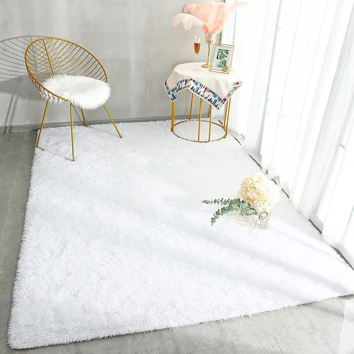 Tapete Felpudo 1,50 x 2,00 Sala Quarto Branco