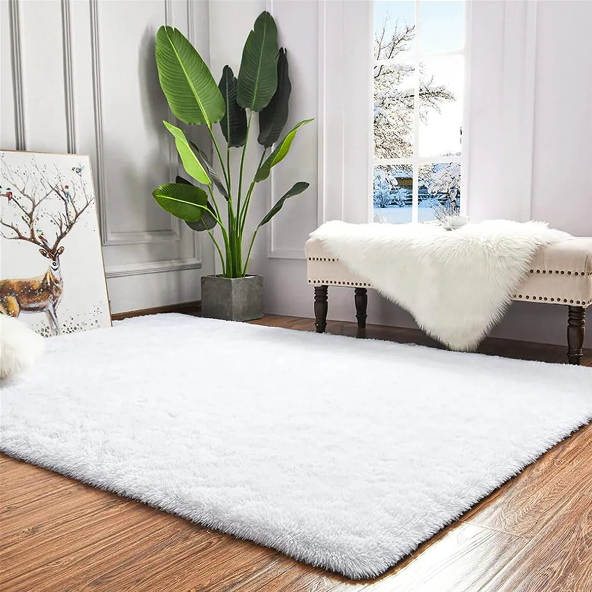 Tapete Felpudo 1,50 x 2,00 Sala Quarto Branco