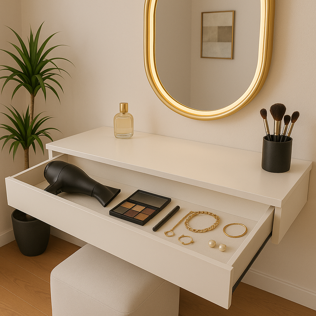 Penteadeira Com Gaveta 100CM Console Camarim Com Corrediças Metalicas