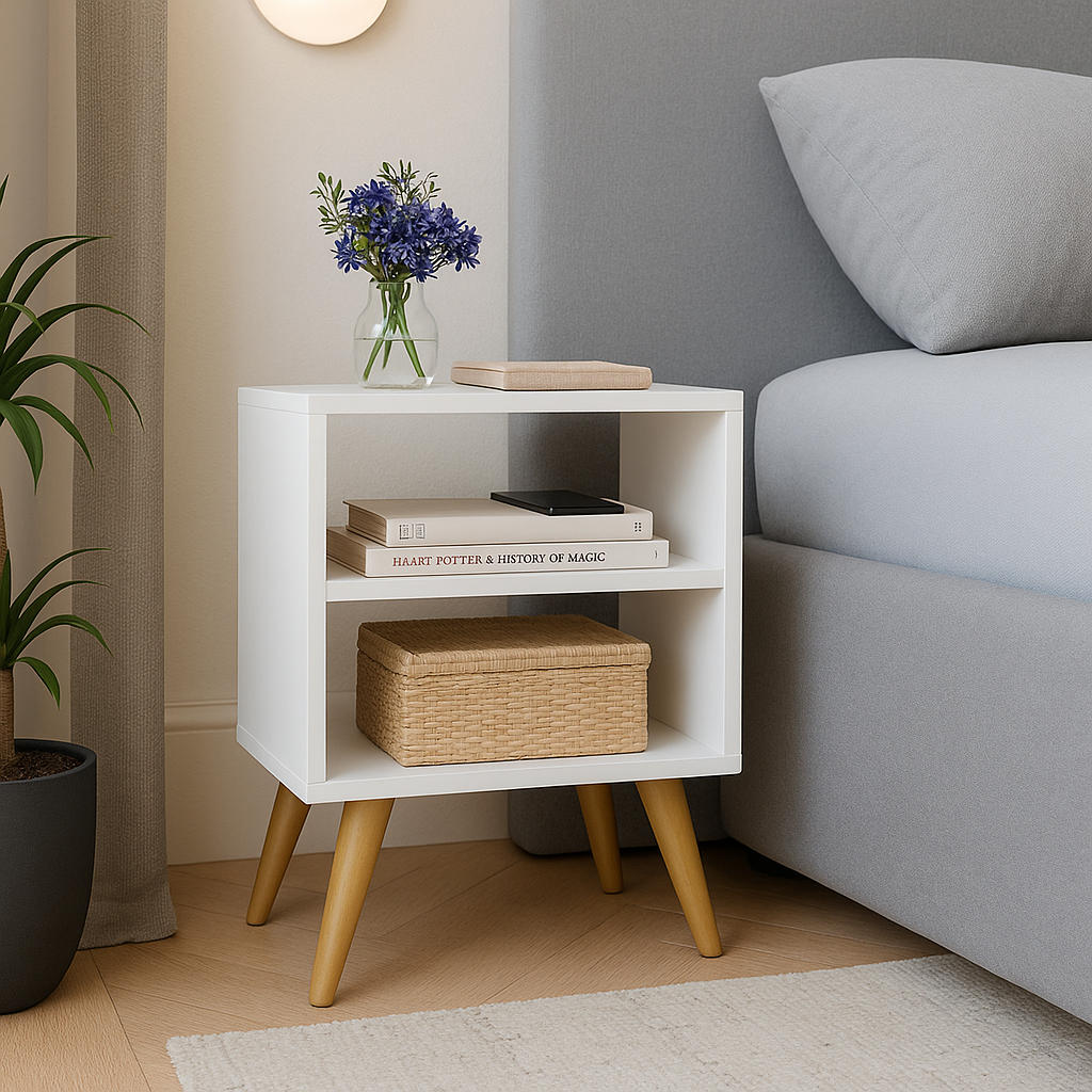 Mesa de Cabeceira Retro para Quarto Casal ou Solteiro Nicho Decoração Criado Nix