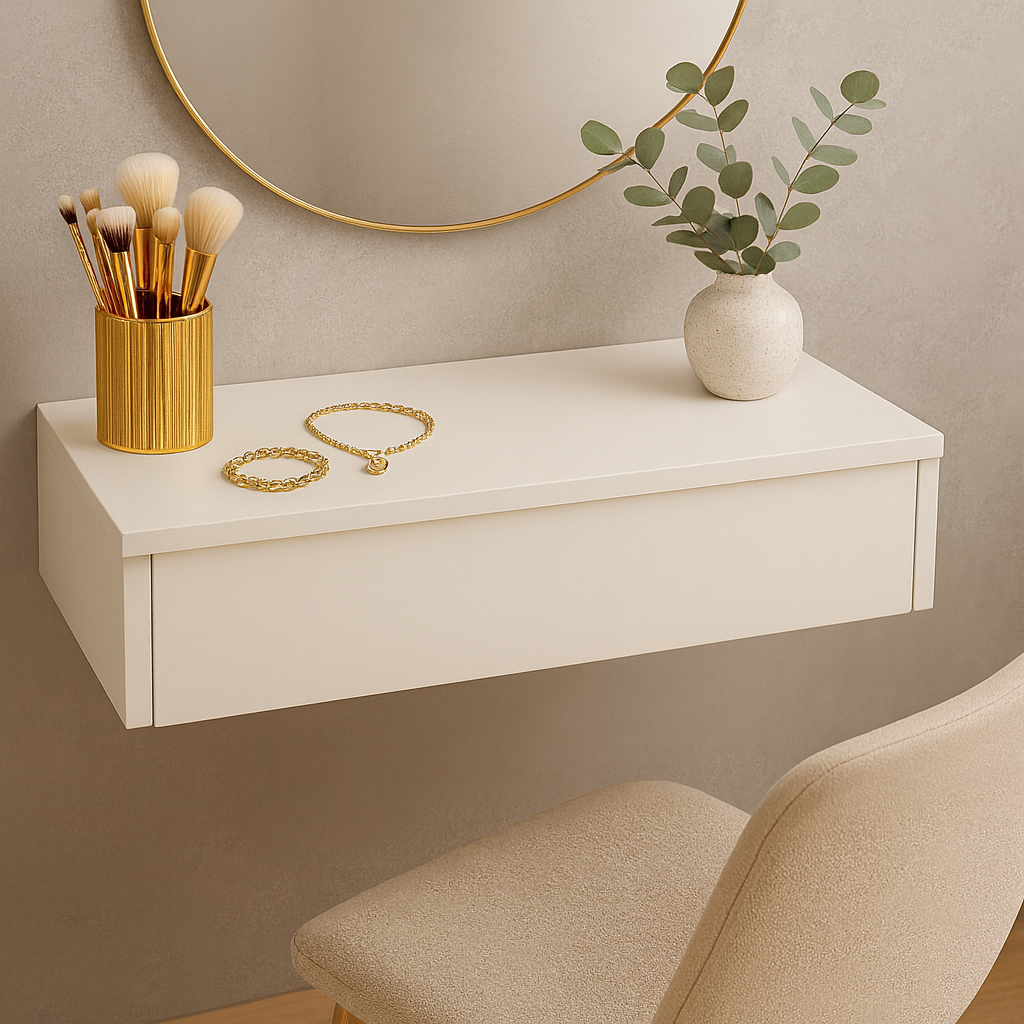Penteadeira Suspensa com Gaveta Multifuncional Corrediça Organizadora Maquiagens Hall de Entrada