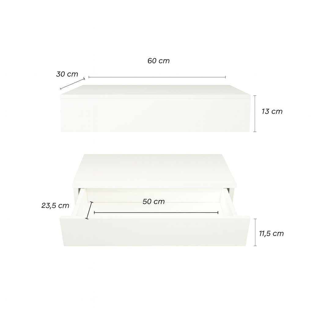 Penteadeira Suspensa com Gaveta Multifuncional Corrediça Organizadora Maquiagens Hall de Entrada com Barra