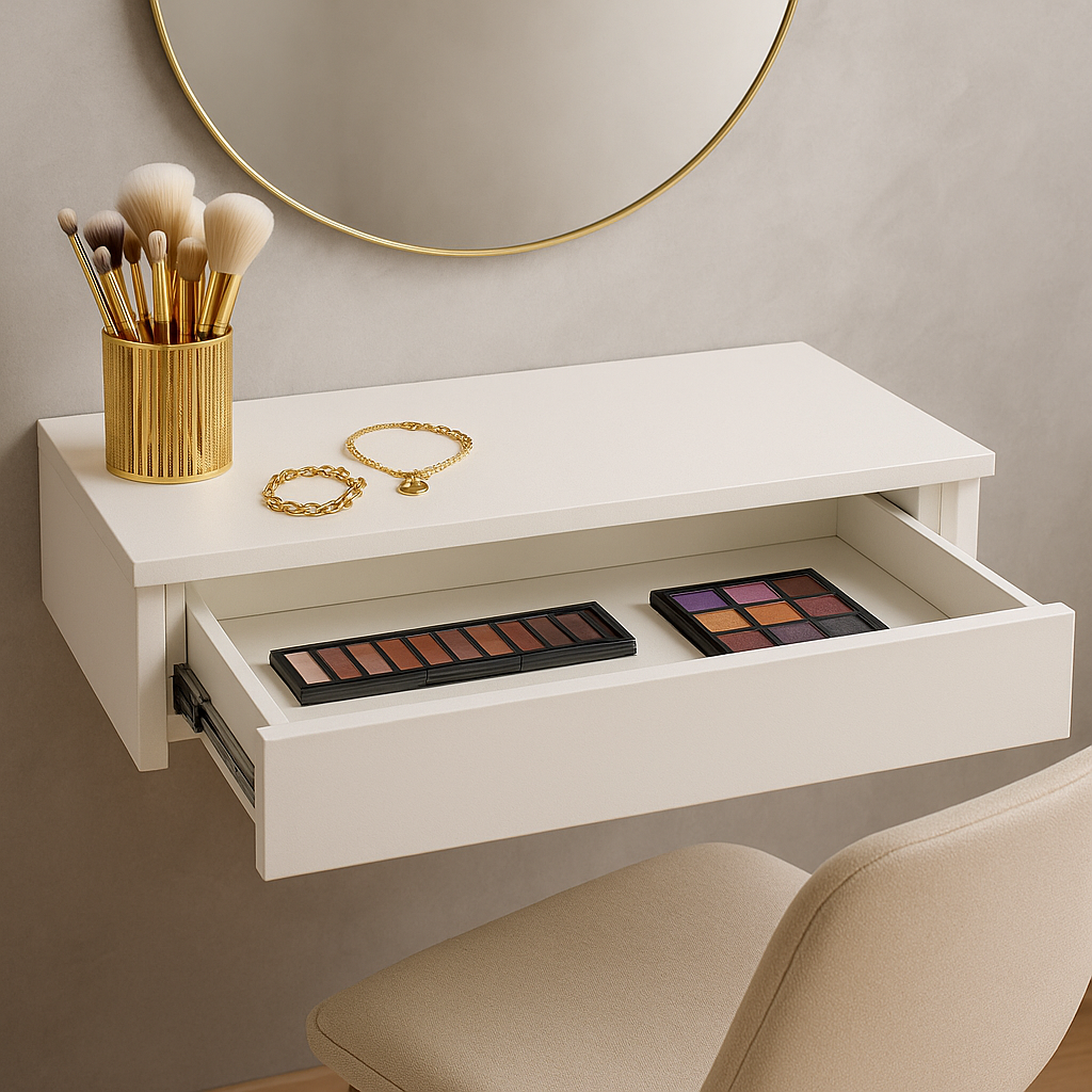 Penteadeira Suspensa com Gaveta Multifuncional Corrediça Organizadora Maquiagens Hall de Entrada