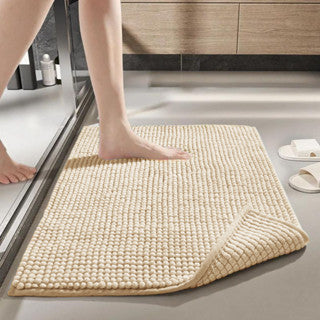 Tapete de Banheiro 40 x 60 Antiderrapante Microfibra Bolinha Macarrão Bege