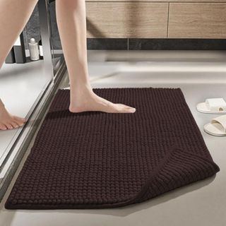 Tapete de Banheiro 40 x 60 Antiderrapante Microfibra Bolinha Macarrão Marrom