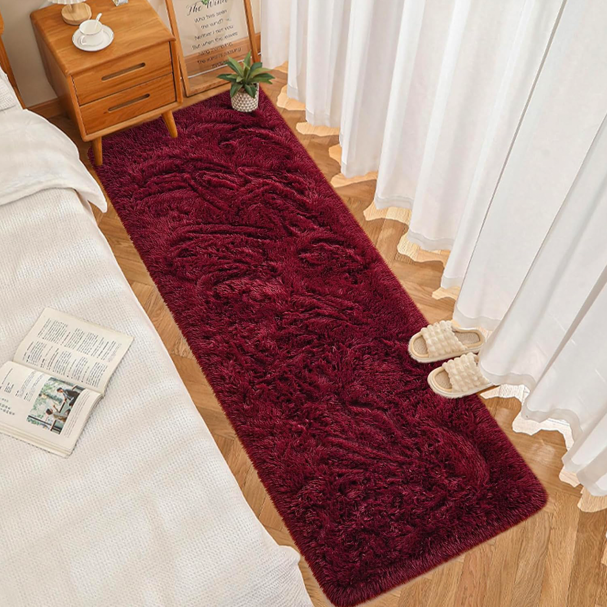 Tapete Passadeira 0,60 x 2,00 Felpudo Bordô