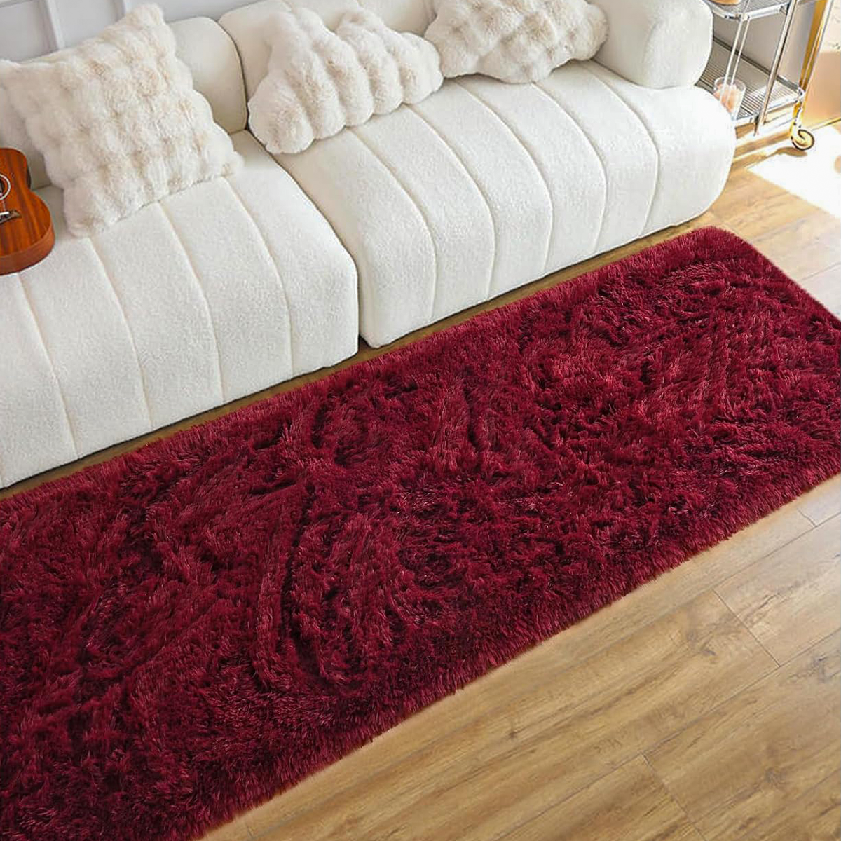 Tapete Passadeira 0,60 x 2,00 Felpudo Bordô