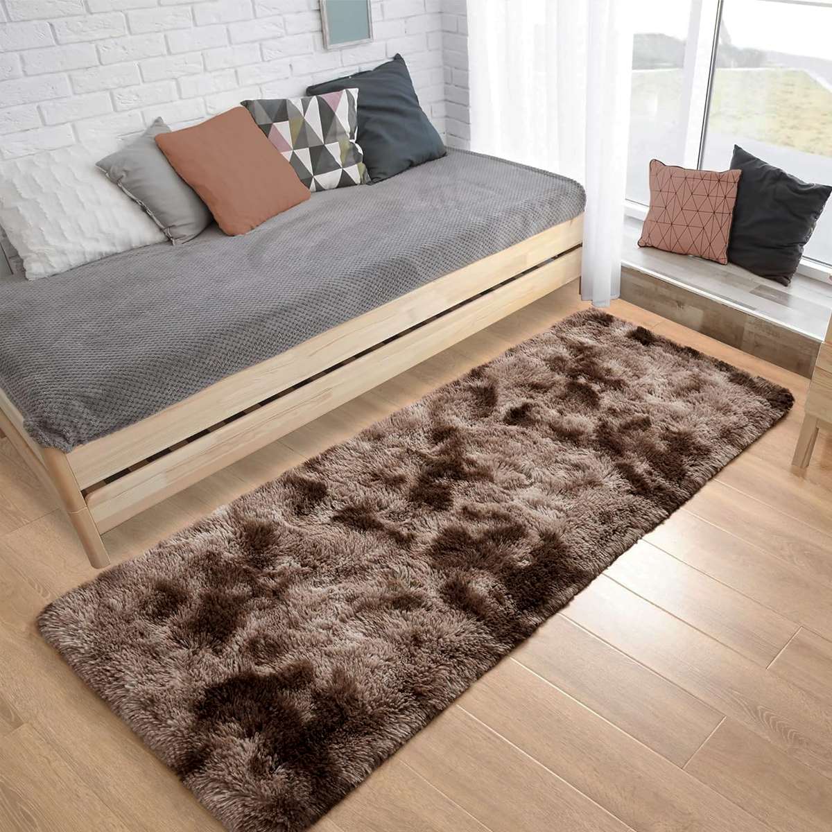 Tapete Passadeira 0,60 x 2,00 Felpudo Marrom Mesclado