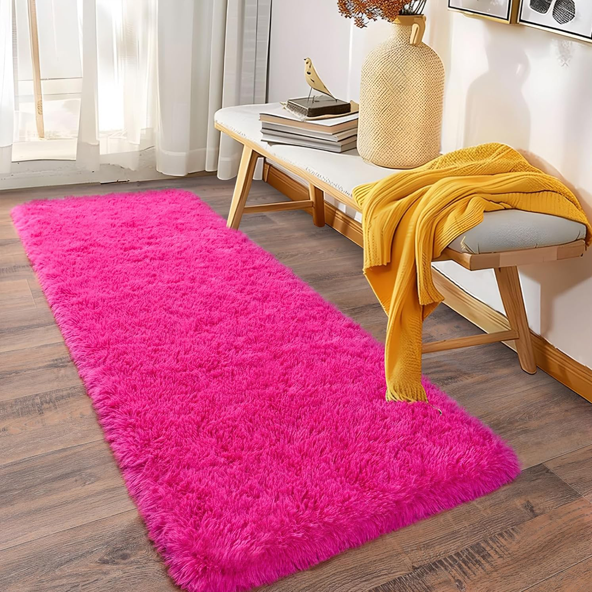 Tapete Passadeira 0,60 x 2,00 Felpudo Pink