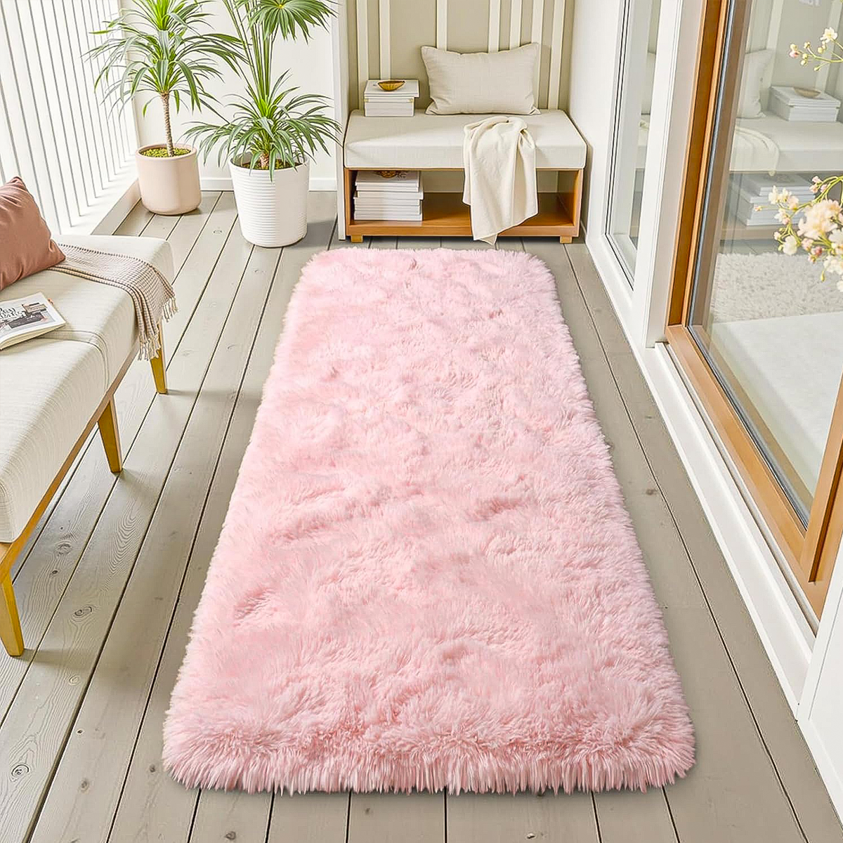 Tapete Passadeira 0,60 x 2,00 Felpudo Rosa