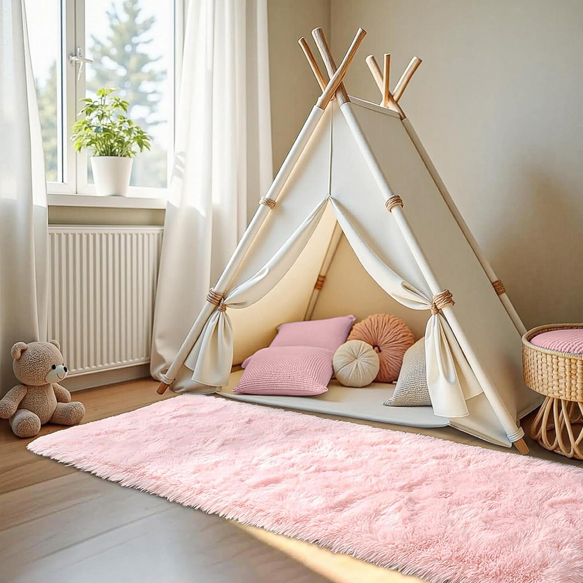 Tapete Passadeira 0,60 x 2,00 Felpudo Rosa