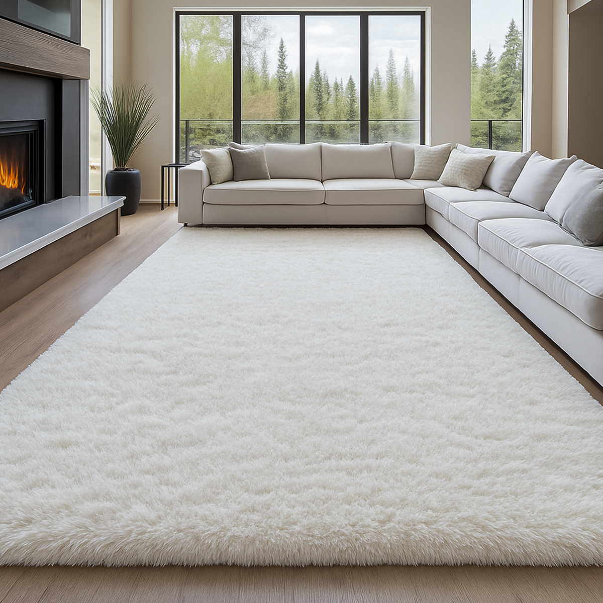 Tapete Felpudo 2,00 x 4,00 Sala Quarto Branco