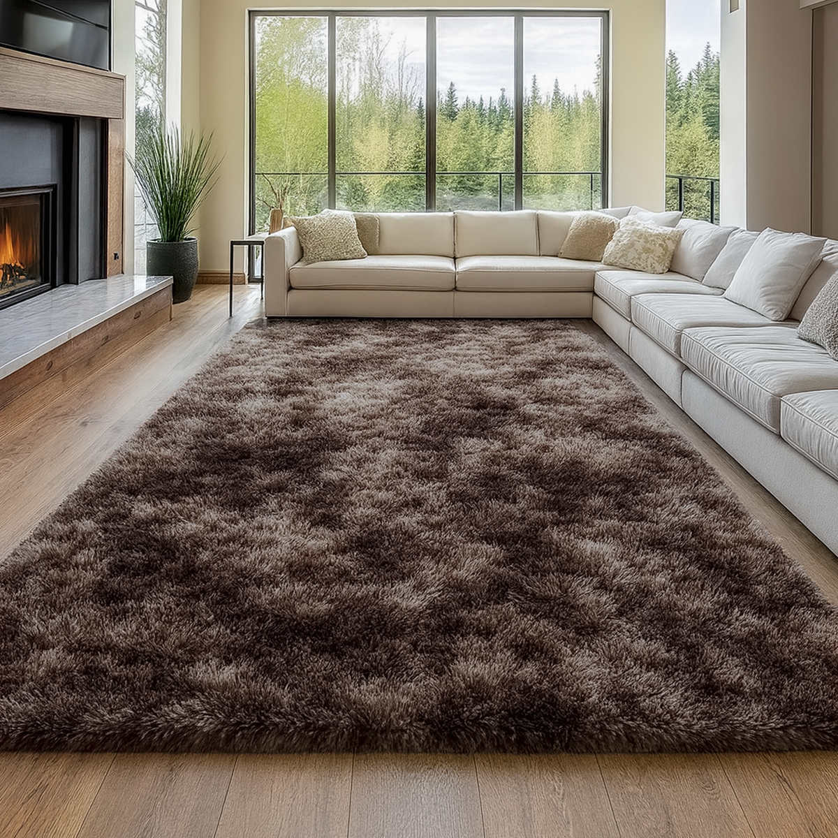 Tapete 4,00x2,00 Peludo Felpudo Sala E Quarto Cores Marrom Mesclado