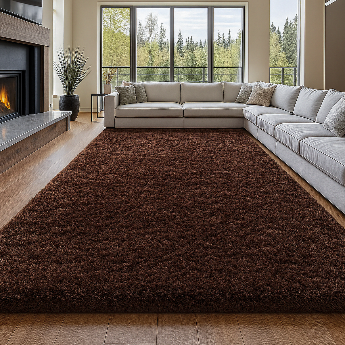 Tapete 4,00x2,00 Peludo Felpudo Sala E Quarto Cores Chocolate