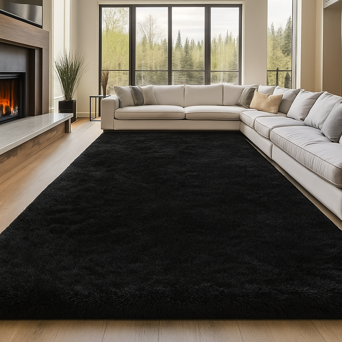 Tapete Felpudo 2,00 x 4,00 Sala Quarto Preto