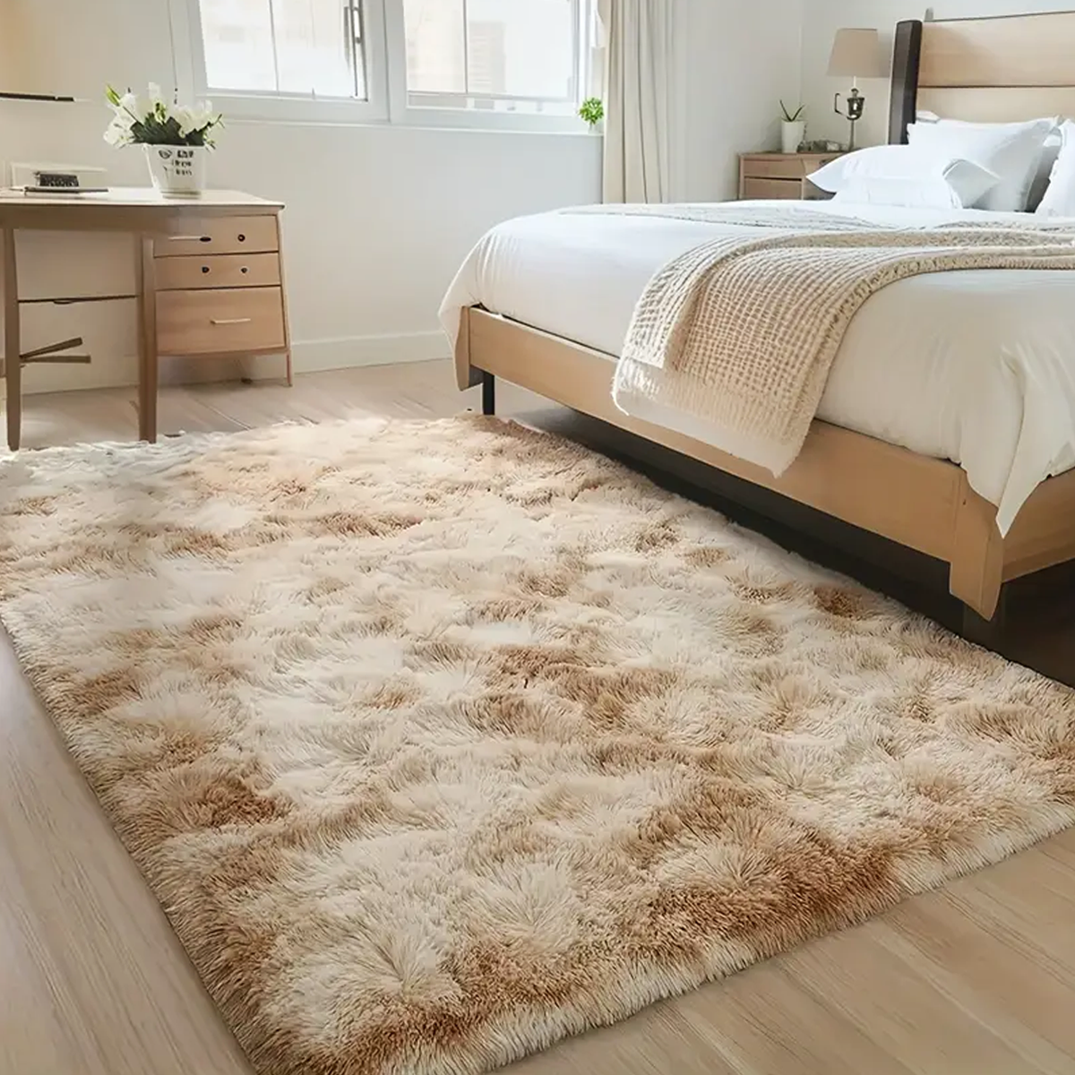 Tapete Felpudo 1,00 x 1,50 Sala Quarto Bege Mesclado