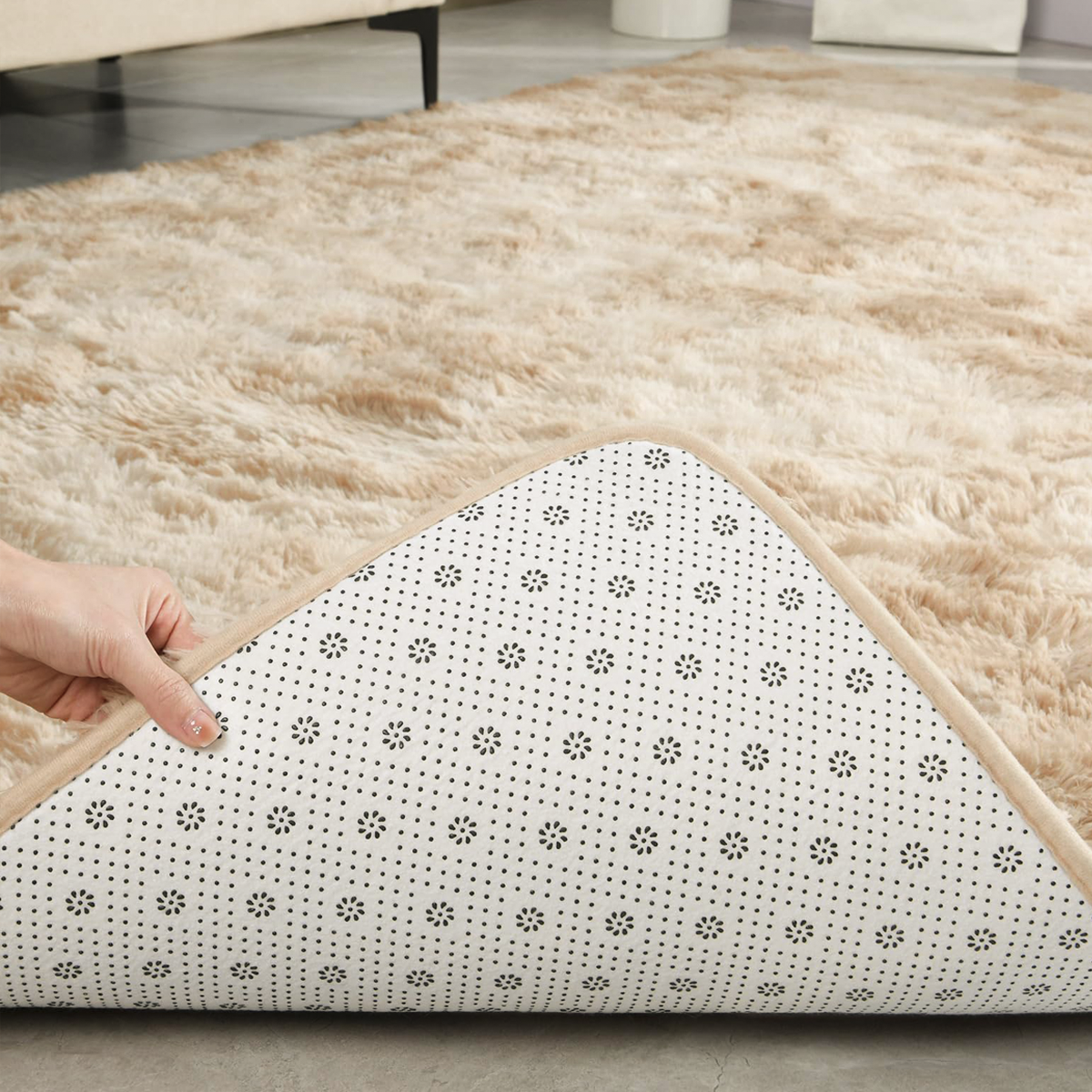 Tapete 4,00x2,00 Peludo Felpudo Sala E Quarto Cores Bege Mesclado