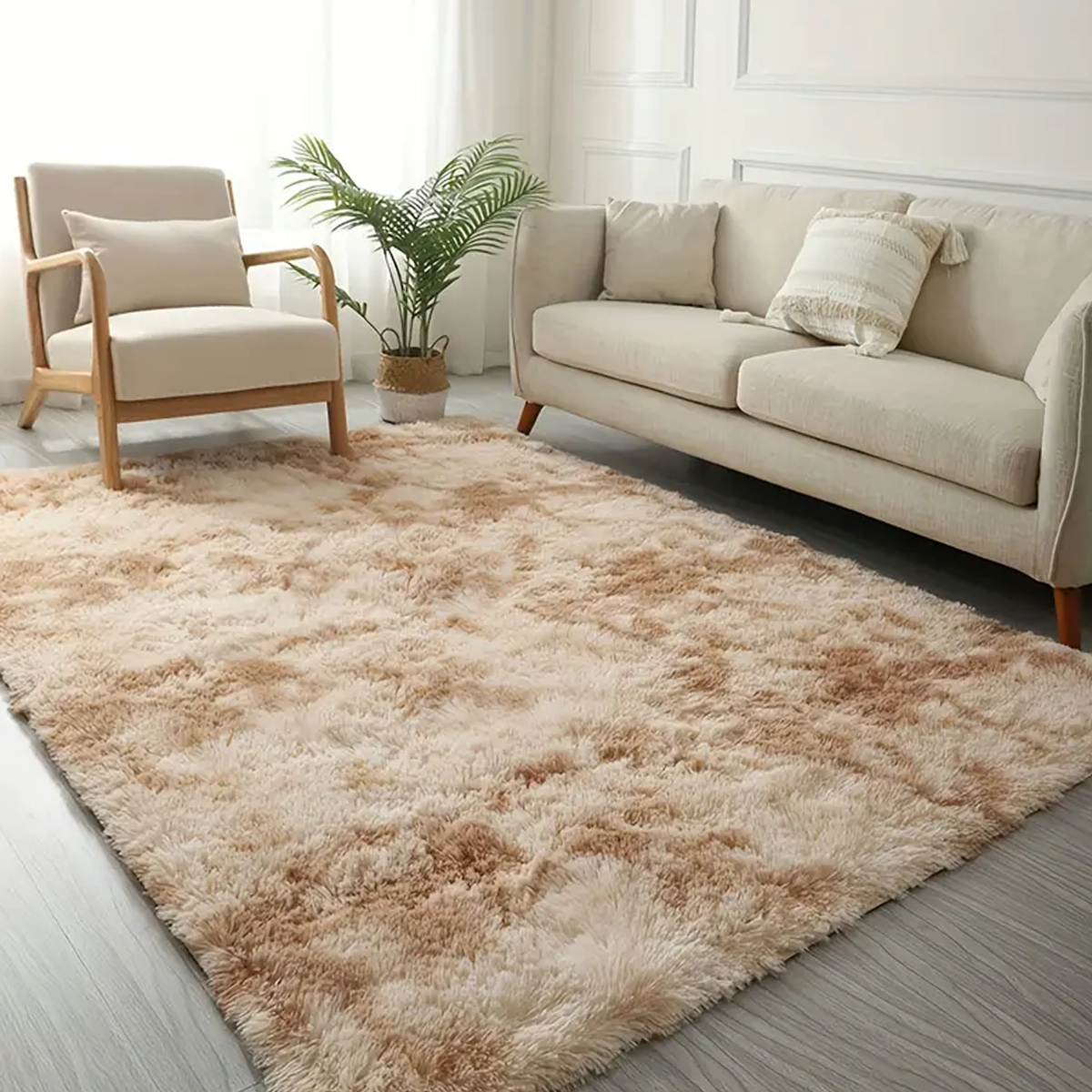 Tapete Felpudo 1,00 x 1,50 Sala Quarto Bege Mesclado