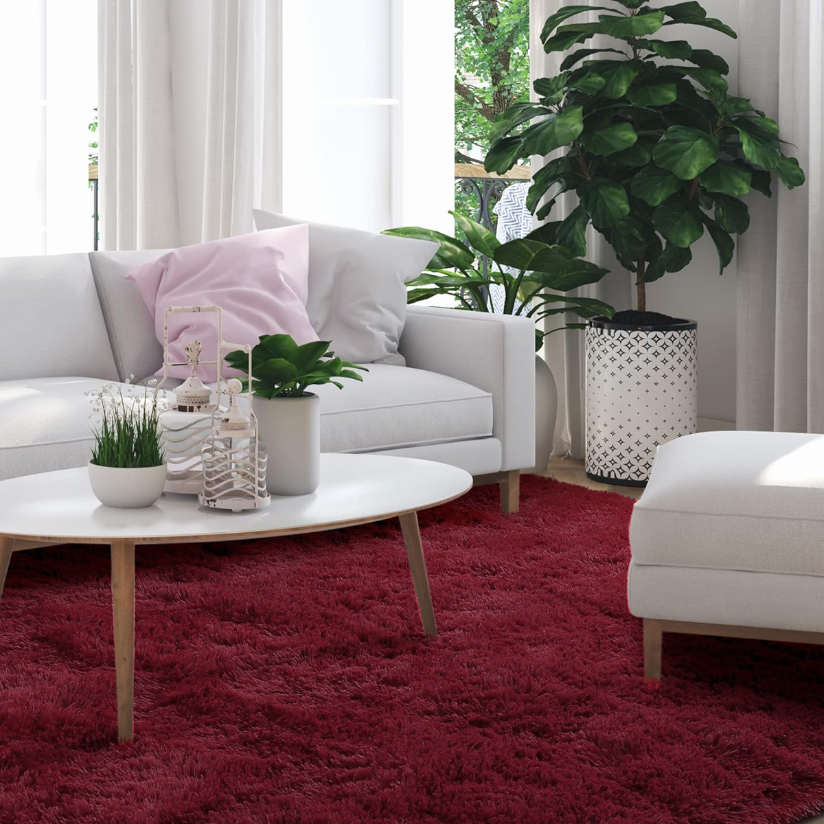 Tapete Felpudo 2,00 x 2,50 Sala Quarto Bordô