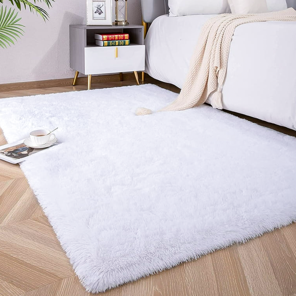 Tapete Felpudo 1,50 x 2,00 Sala Quarto Branco