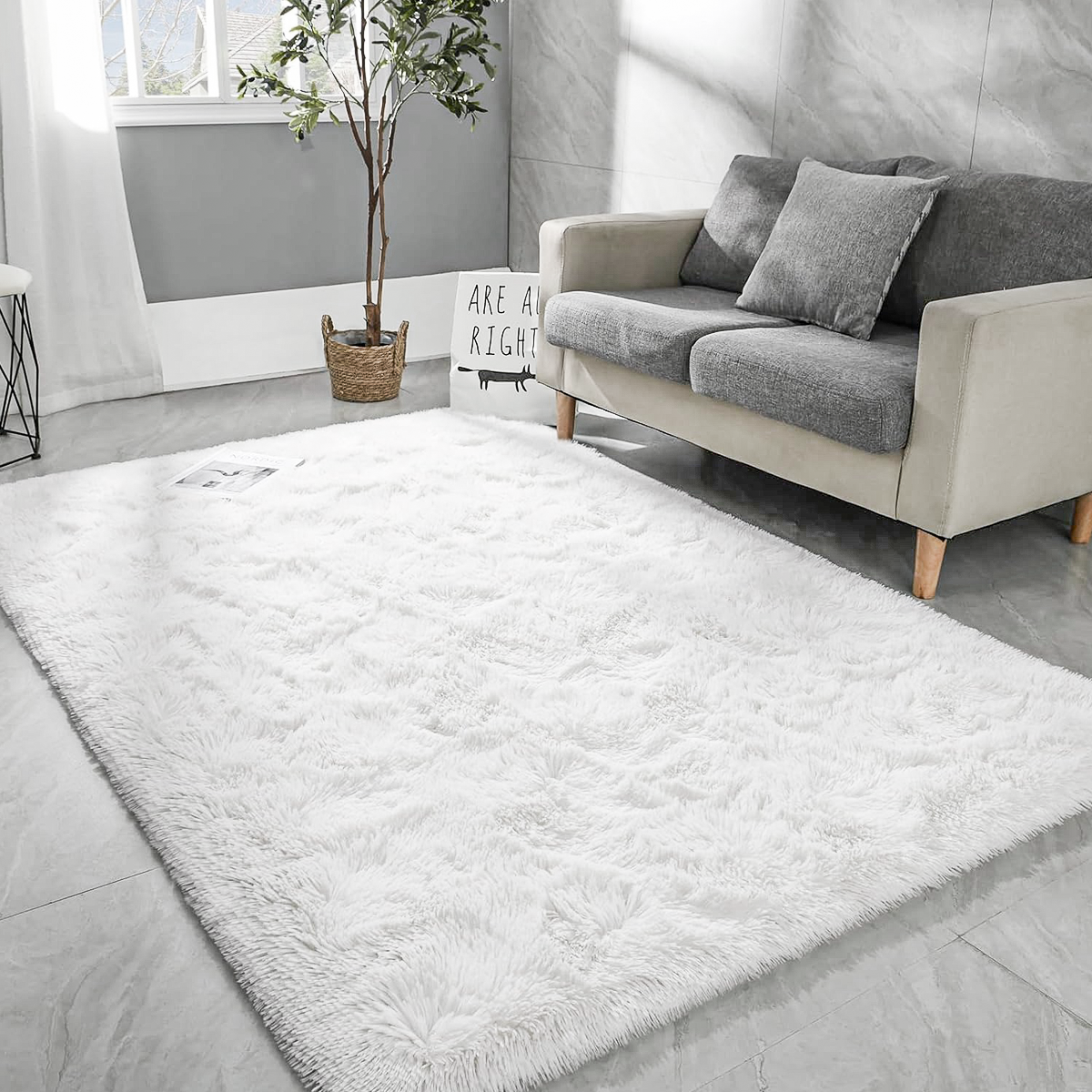 Tapete Felpudo 1,00 x 1,50 Sala Quarto Branco