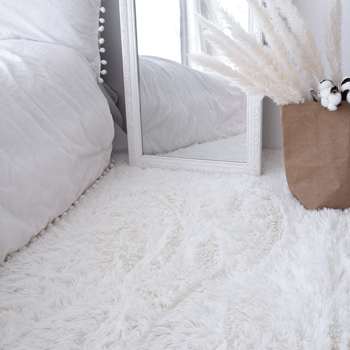 Tapete 4,00x2,00 Peludo Felpudo Sala E Quarto Cores Branco