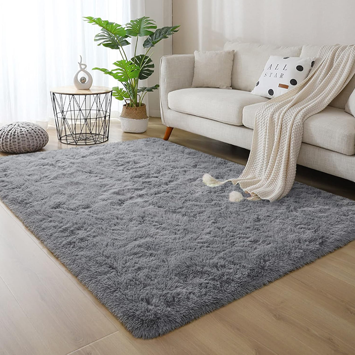 Tapete Felpudo 1,00 x 1,50 Sala Quarto Cinza