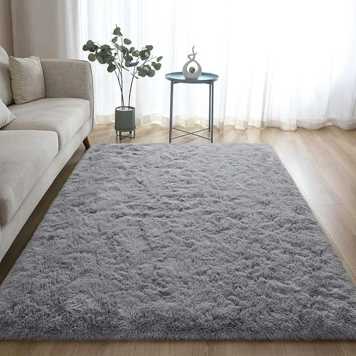 Tapete Felpudo 1,00 x 1,50 Sala Quarto Cinza