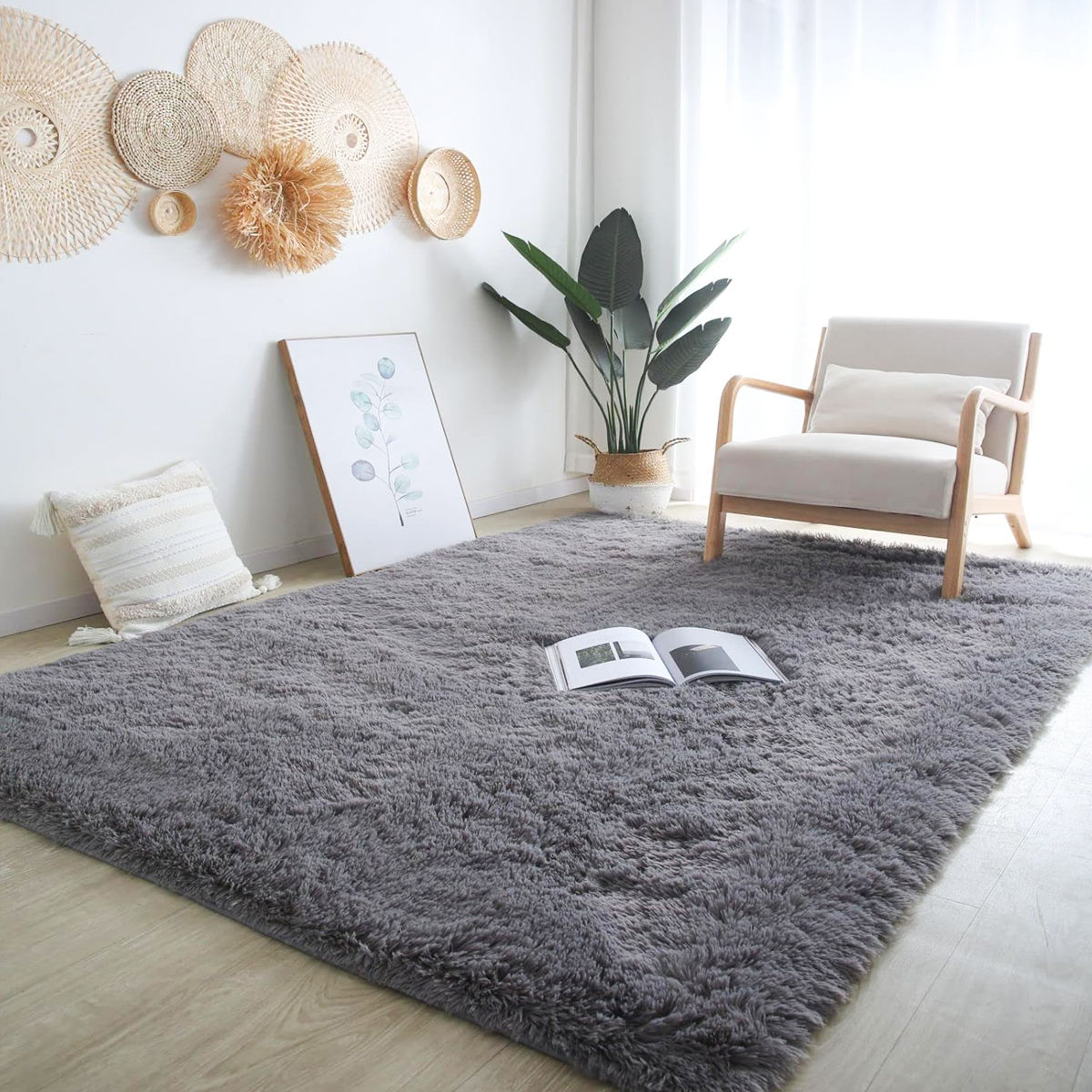 Tapete Felpudo 1,00 x 1,50 Sala Quarto Cinza