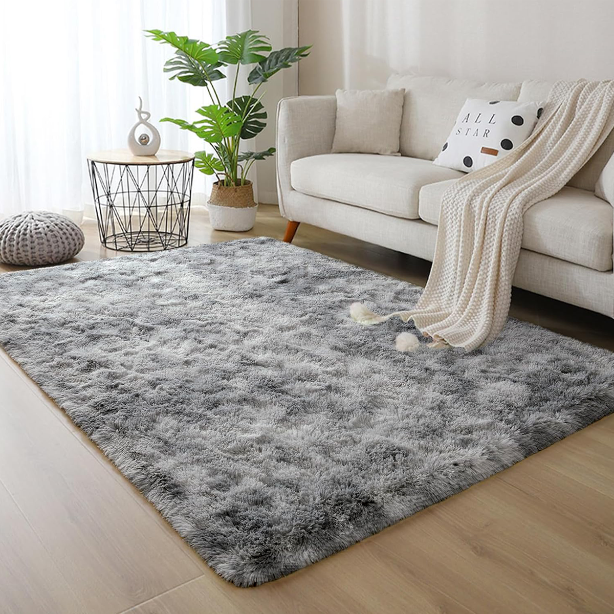 Tapete Felpudo 1,00 x 1,50 Sala Quarto Cinza Mesclado