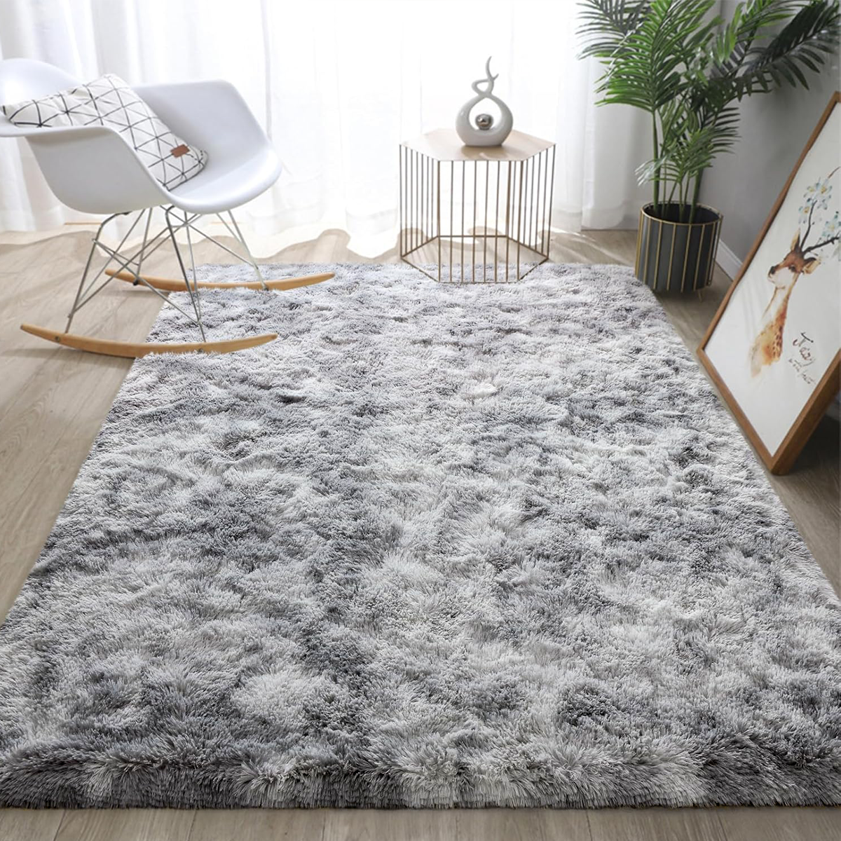 Tapete Felpudo 1,00 x 1,50 Sala Quarto Cinza Mesclado