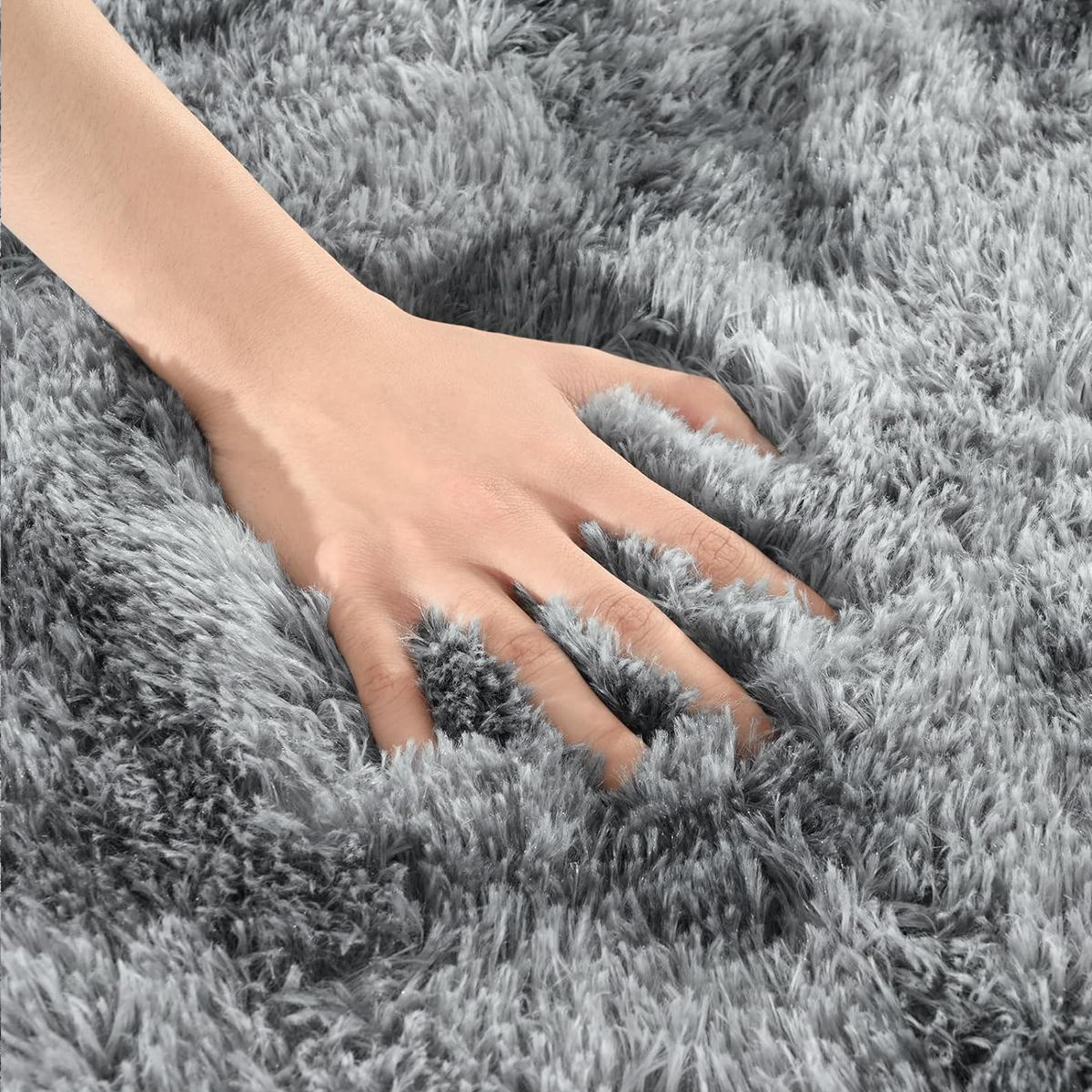 Tapete 4,00x2,00 Peludo Felpudo Sala E Quarto Cores Cinza Mesclado