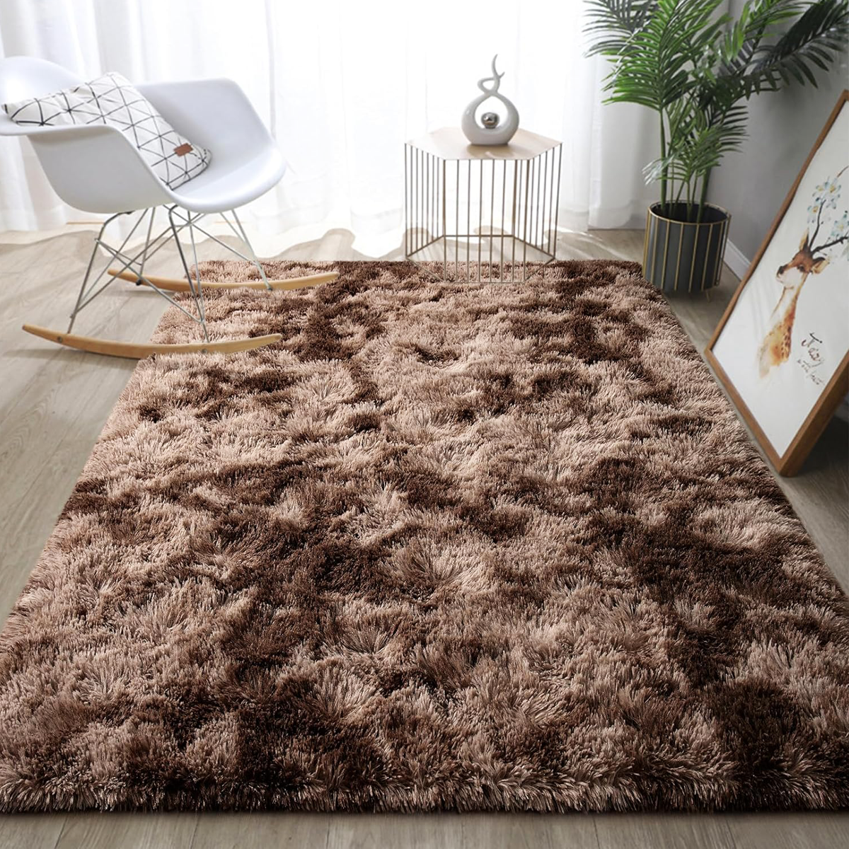 Tapete Felpudo 1,50 x 2,00 Sala Quarto Marrom Mesclado