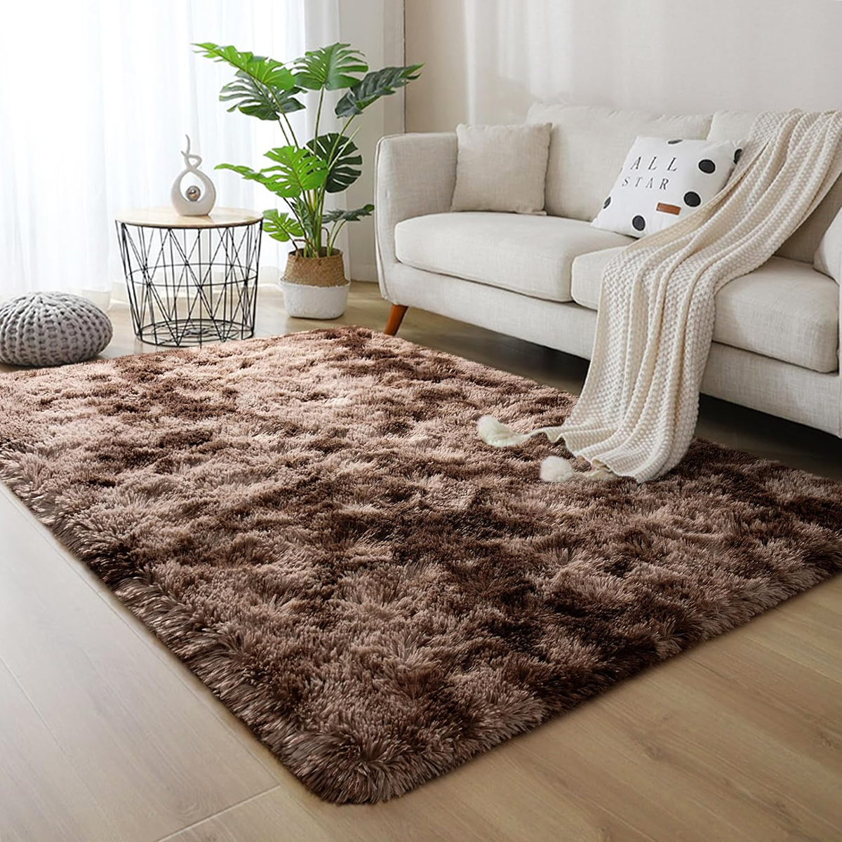 Tapete Felpudo 1,00 x 1,50 Sala Quarto Marrom Mesclado