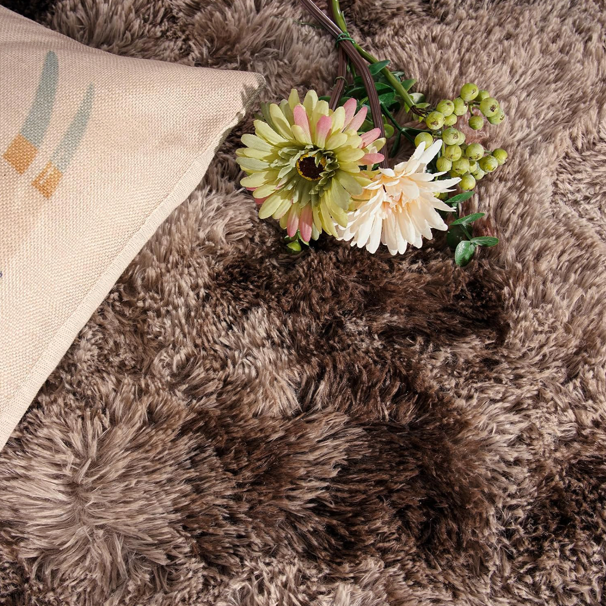 Tapete 4,00x2,00 Peludo Felpudo Sala E Quarto Cores Marrom Mesclado