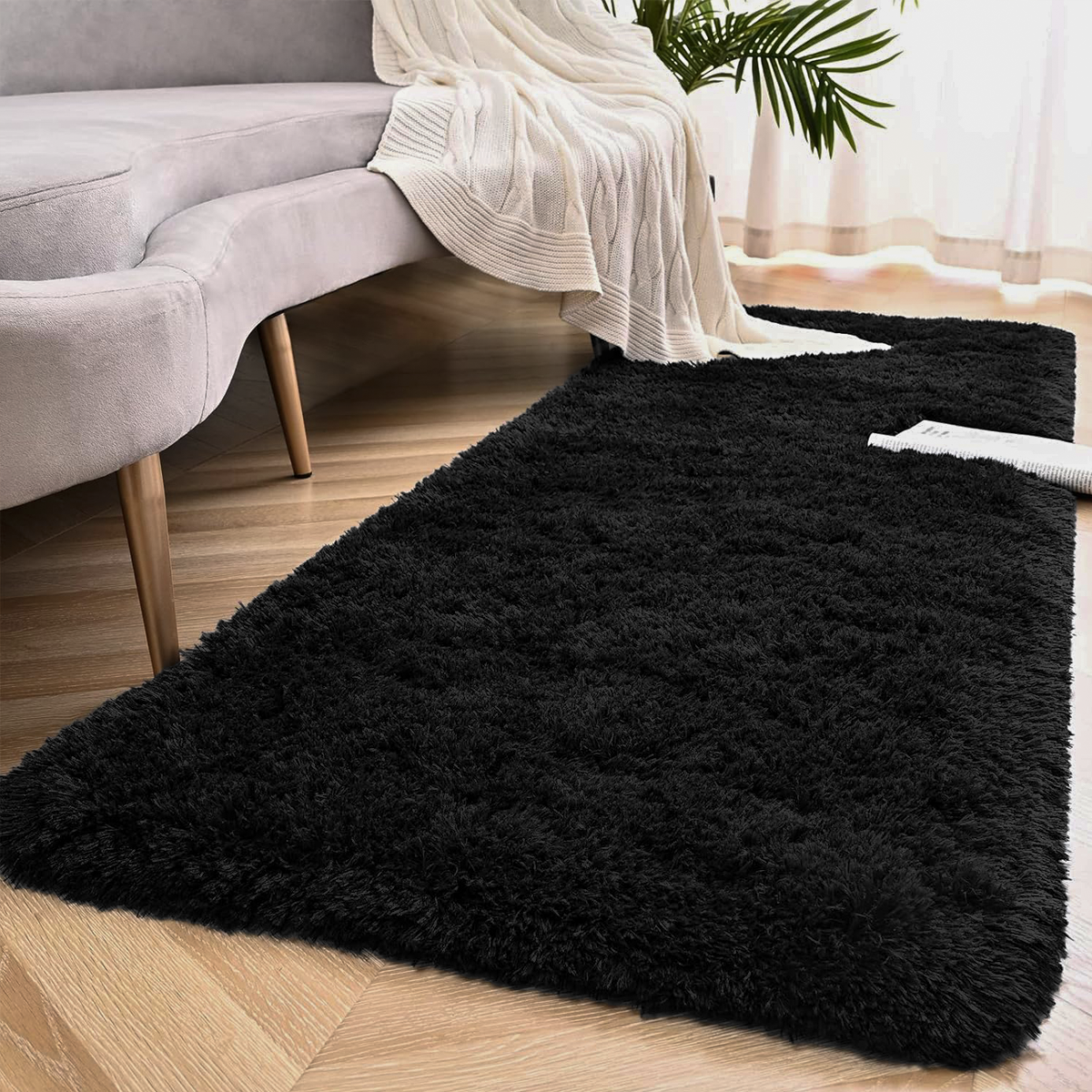 Tapete Passadeira 0,60 x 2,00 Felpudo Preto