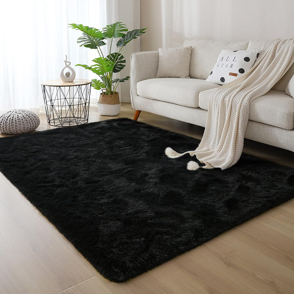 Tapete Felpudo 1,50 x 2,00 Sala Quarto Preto