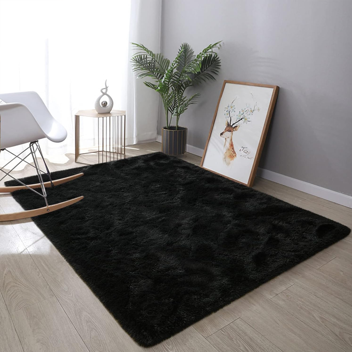 Tapete Felpudo 1,00 x 1,50 Sala Quarto Preto