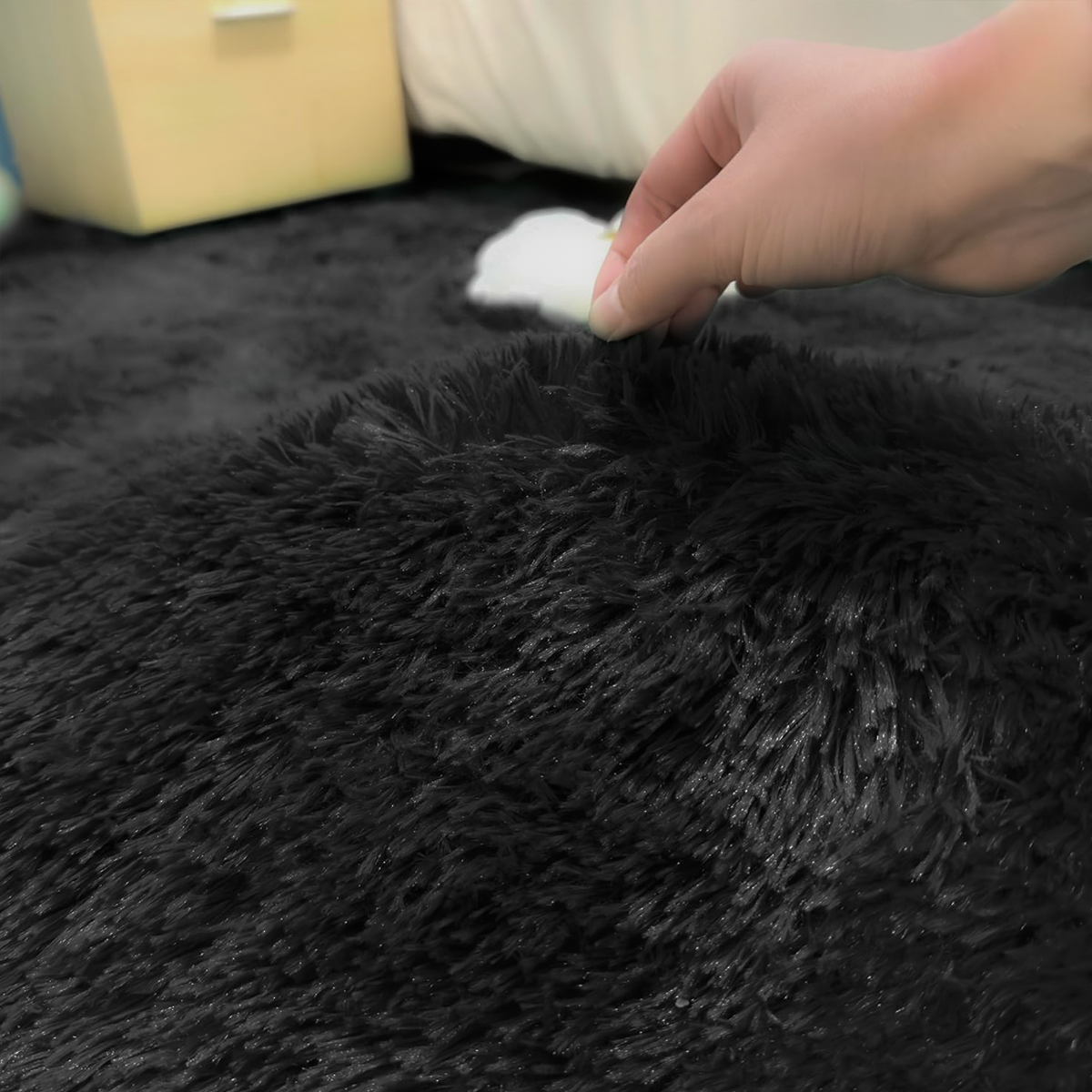 Tapete 4,00x2,00 Peludo Felpudo Sala E Quarto Cores Preto