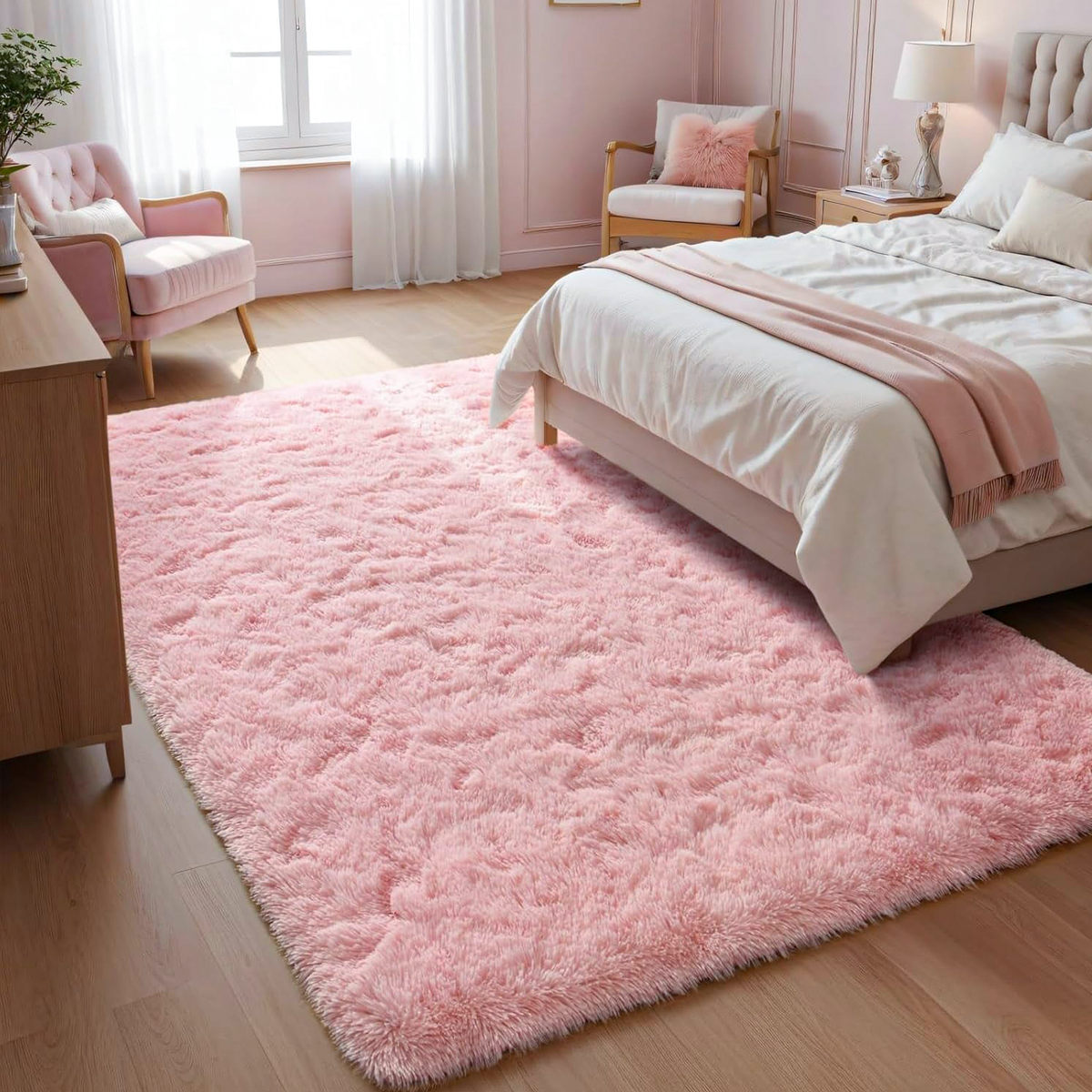 Tapete Felpudo 1,00 x 1,50 Sala Quarto Rosa