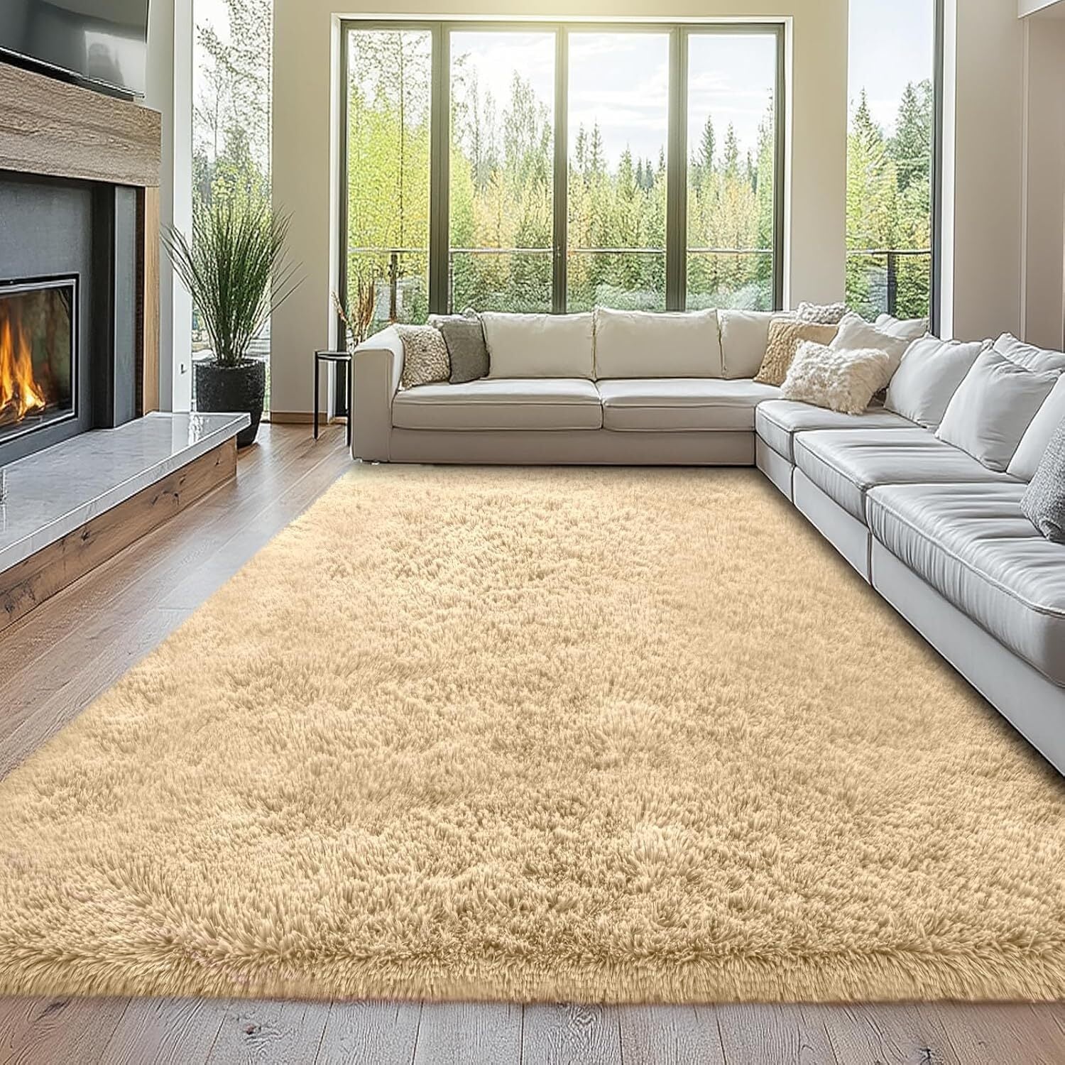 Tapete 4,00x2,00 Peludo Felpudo Sala E Quarto Cores Bege